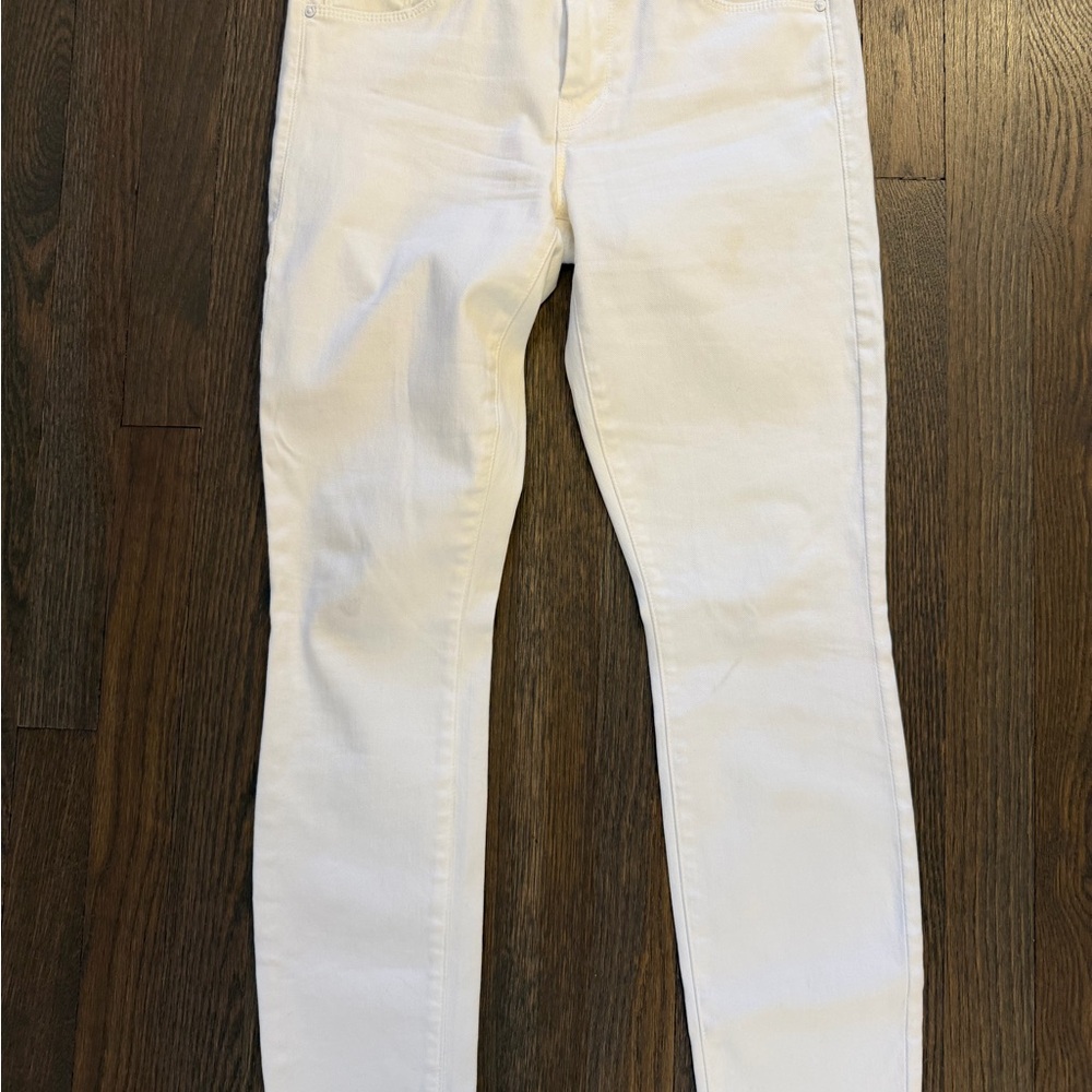 MOTHER The Looker Jeans “Glass Slipper” White Raw Hem Skinny Size 27
